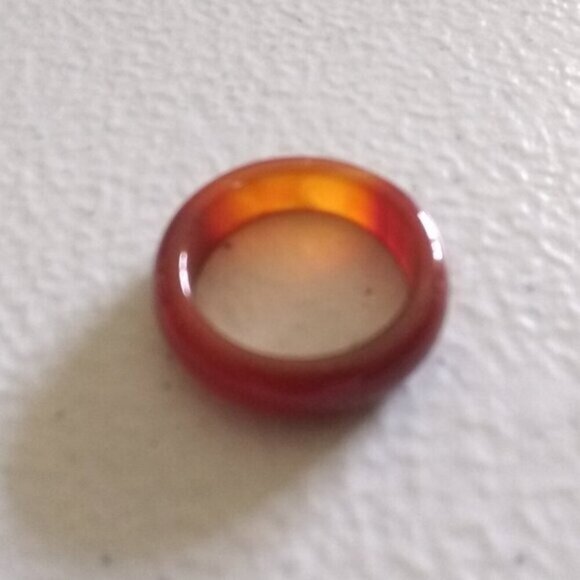 Orange Flame ~ Banded Agate Stone Ring Size 6.75 ~ Friendship Ring ~ Stack Rings - Picture 6 of 9